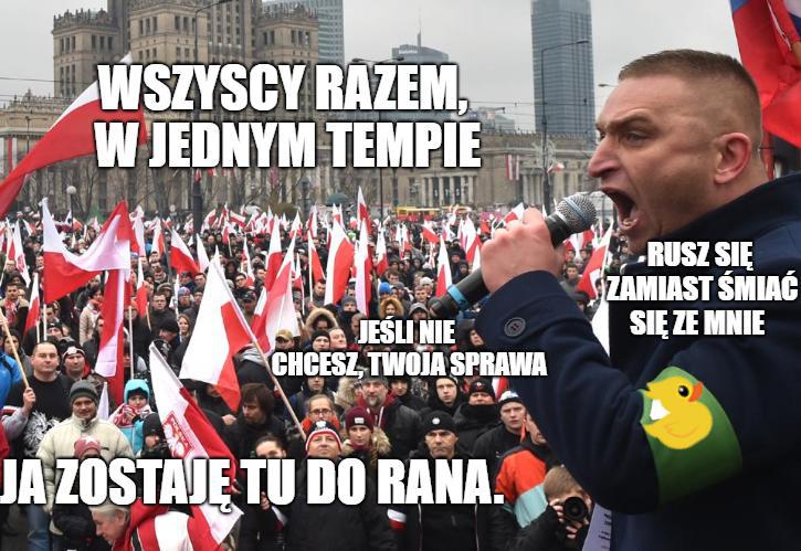 Kopanie ludzi "nie wypełnia znamion czynu zabronionego". Przynajmniej jeśli robią to uczestnicy Marszu Niepodległości