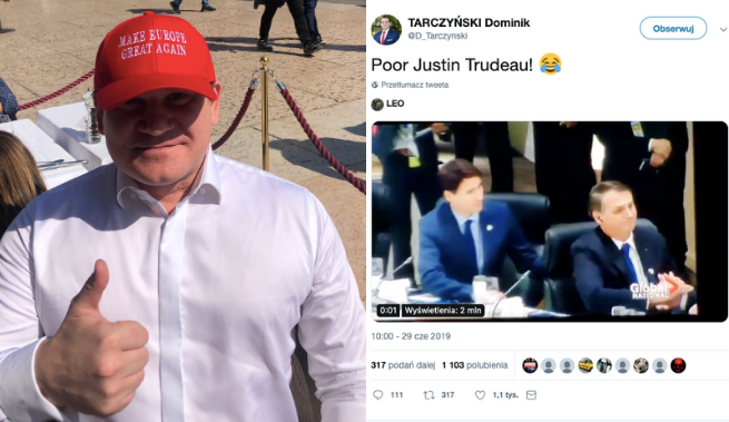 Dominik Tarczyński śmieje się z premiera Kanady