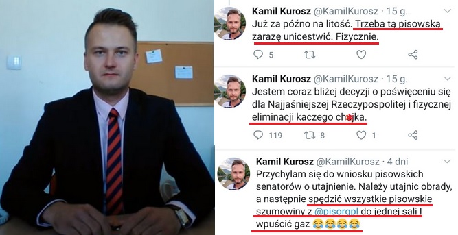 Były szef .Nowoczesnej w Przemyślu Kamil Kurosz zatrzymany za grożenie "eliminacją" Kaczyńskiego
