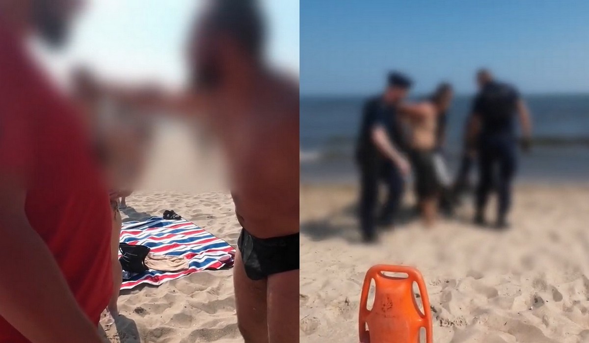 Sopot: policjanci musieli poskładać plażowicza, który wyskoczył do ratowników z łapami za zakaz kąpieli