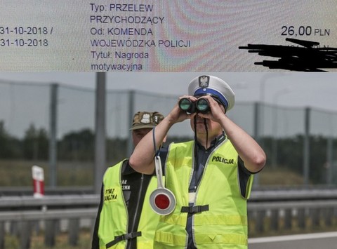 Komenda wypłaciła policjantowi 26 złotych "nagrody motywacyjnej"