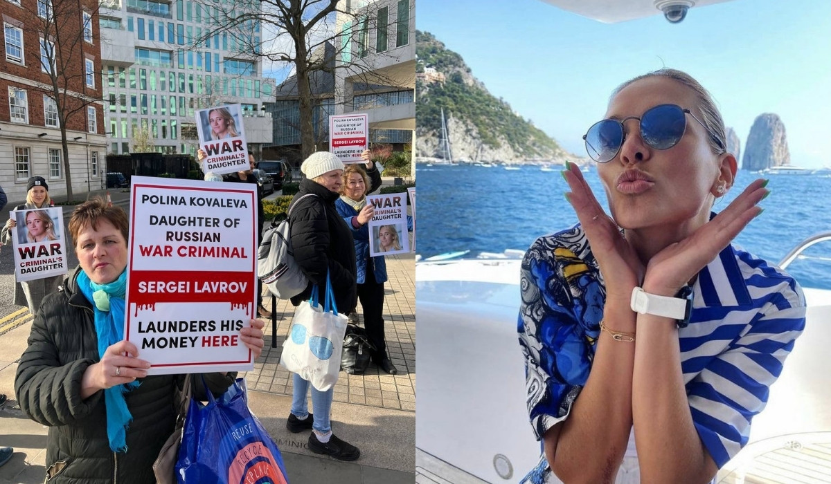 Protesty pod apartamentem pasierbicy Ławrowa w Londynie: "twój ojciec jest m*rdercą"