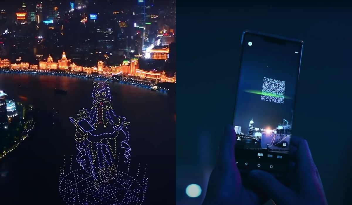 Szanghaj: grę można było pobrać z nieba, bo drony ułożyły wielki kod QR
