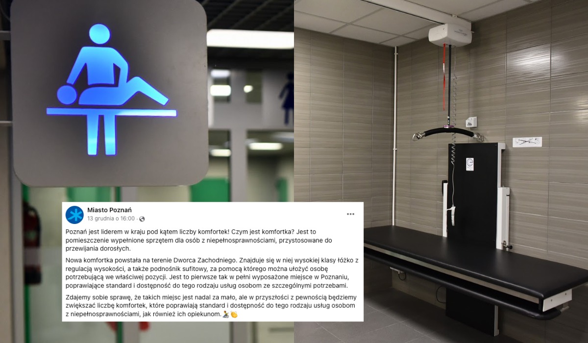 Poznań ma najwięcej w Polsce komfortek, miejsc do przewijania dorosłych i osób z niepełnosprawnościami