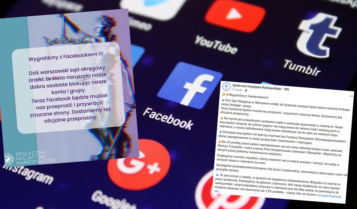 Społeczna Inicjatywa Narkopolityki wygrała w sądzie z Facebookiem