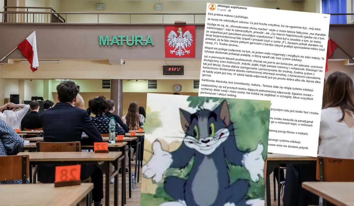 Autor jednego z tekstów na maturze próbne sam nie wie, czy by zdał i narzeka na "testozę"