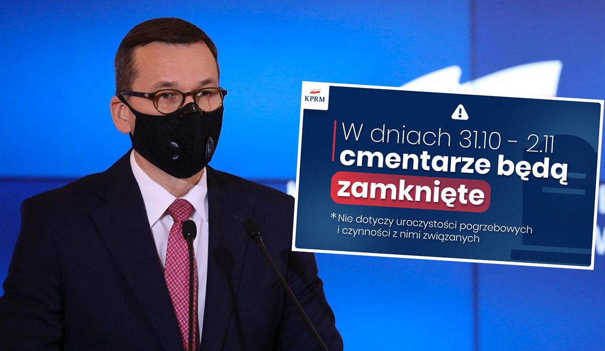 Morawiecki wprowadza kolejne obostrzenia: od jutra do 2 listopada zamknięte cmentarze