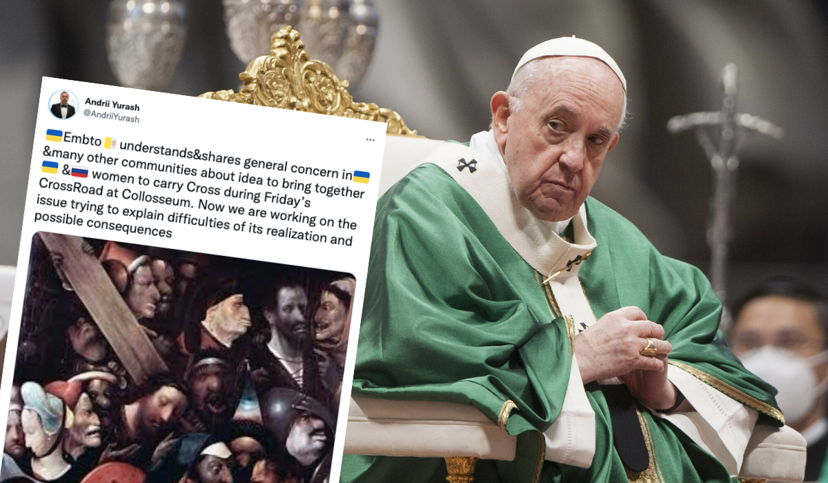 Watykan: Rosjanka i Ukrainka mają nieść krzyż w Wielki Piątek, ambasador Ukrainy zaniepokojony pomysłem