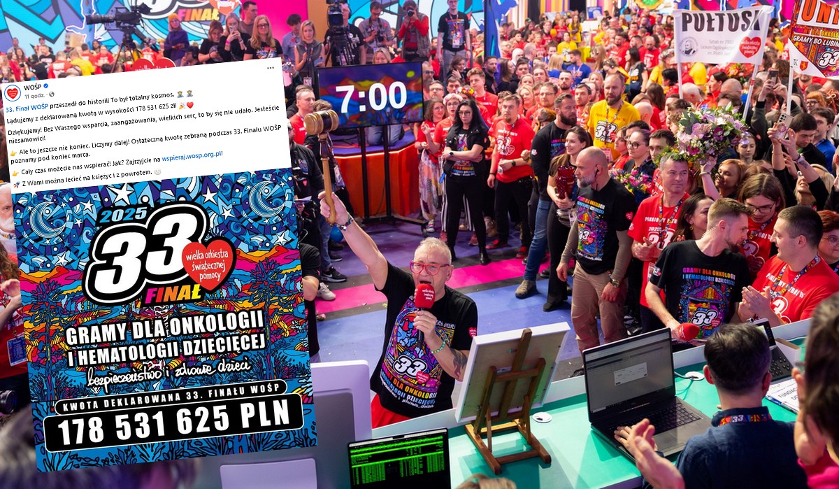 WOŚP pobiła kolejny rekord, po północy na koncie fundacji było już ponad 178 mln zł