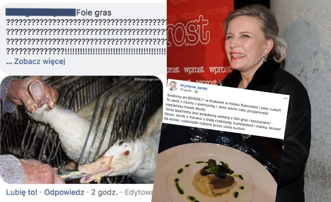 Krystyna Janda zażywa foie gras na wybornej kolacji i chwali się fotkami