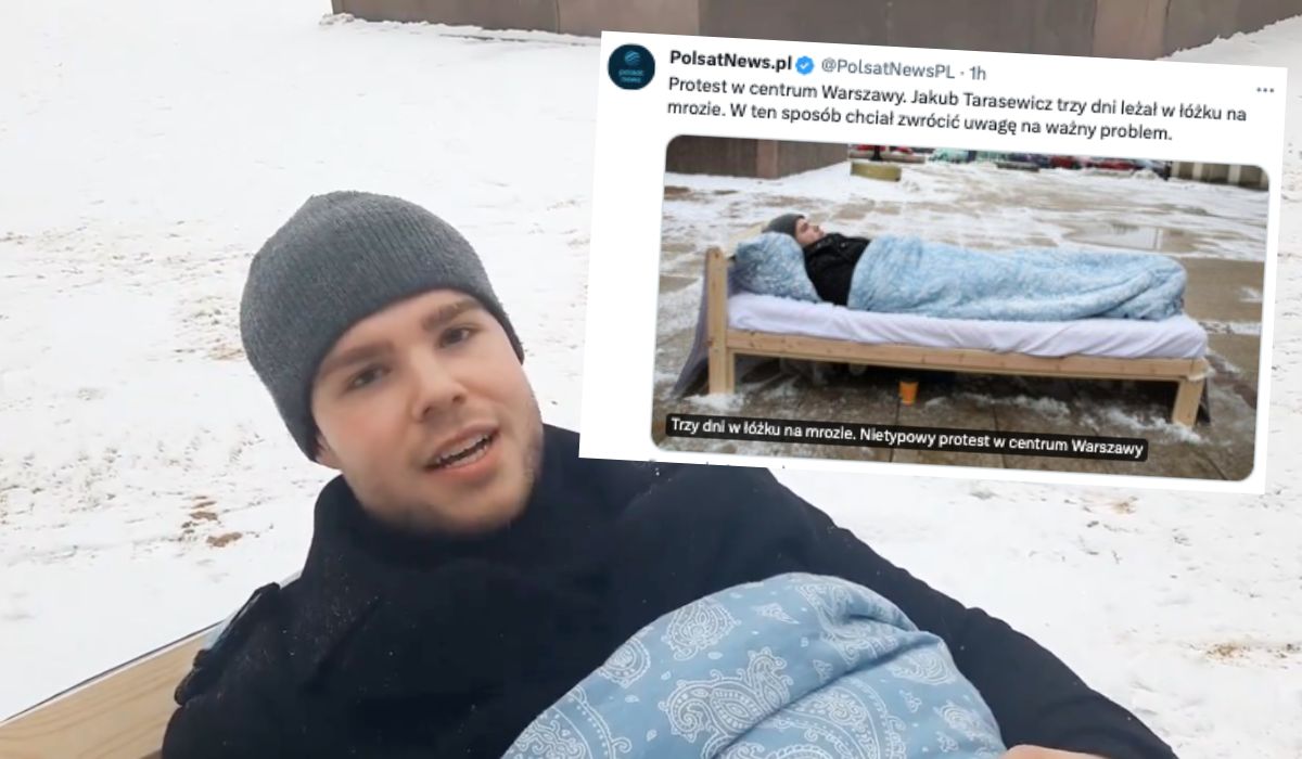 Warszawa: mężczyzna zorganizował spanko-protest, zwraca uwagę na stan ochrony zdrowia