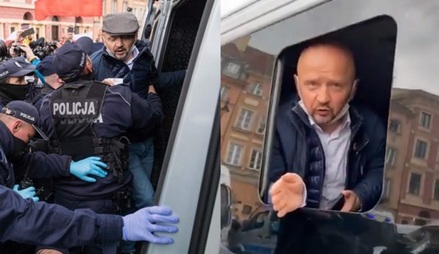 Protest przedsiębiorców w Warszawie: policja użyła siły i gazu. Zatrzymała senatora KO