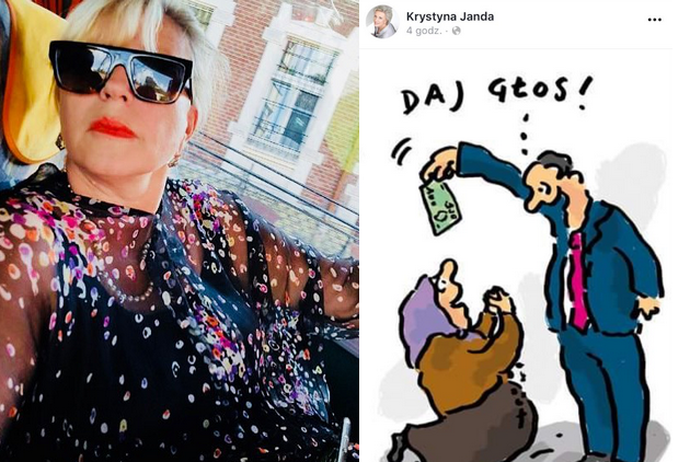 Krystyna Janda komentuje wynik wyborów, inni komentują komentarz Jandy