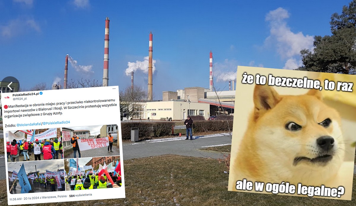 Szczecin: związkowcy protestowali przeciwko firmie, która dalej importuje nawozy z Rosji