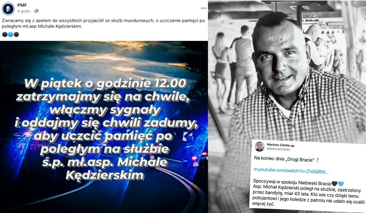 W piątek o 12:00 policjanci włączą sygnały i pożegnają kolegę, który zginął na służbie