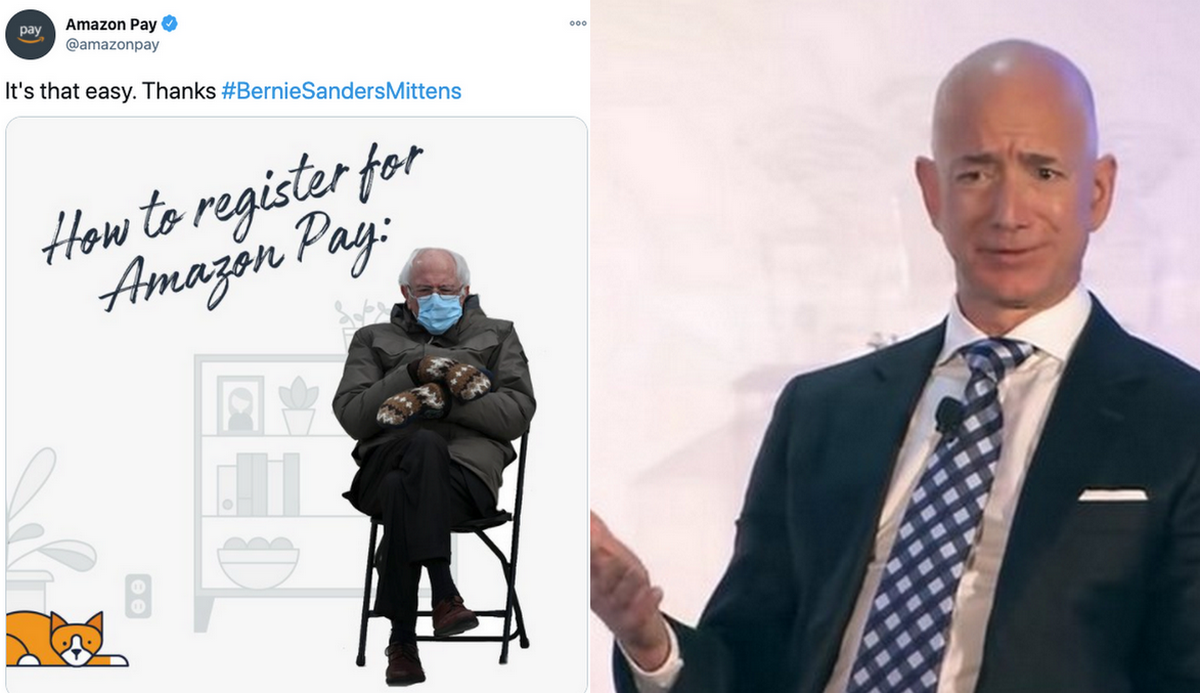 Amazon usunął mem z Bernie Sandersem, kiedy okazało się, że ten raczej nie przepada za Bezosem