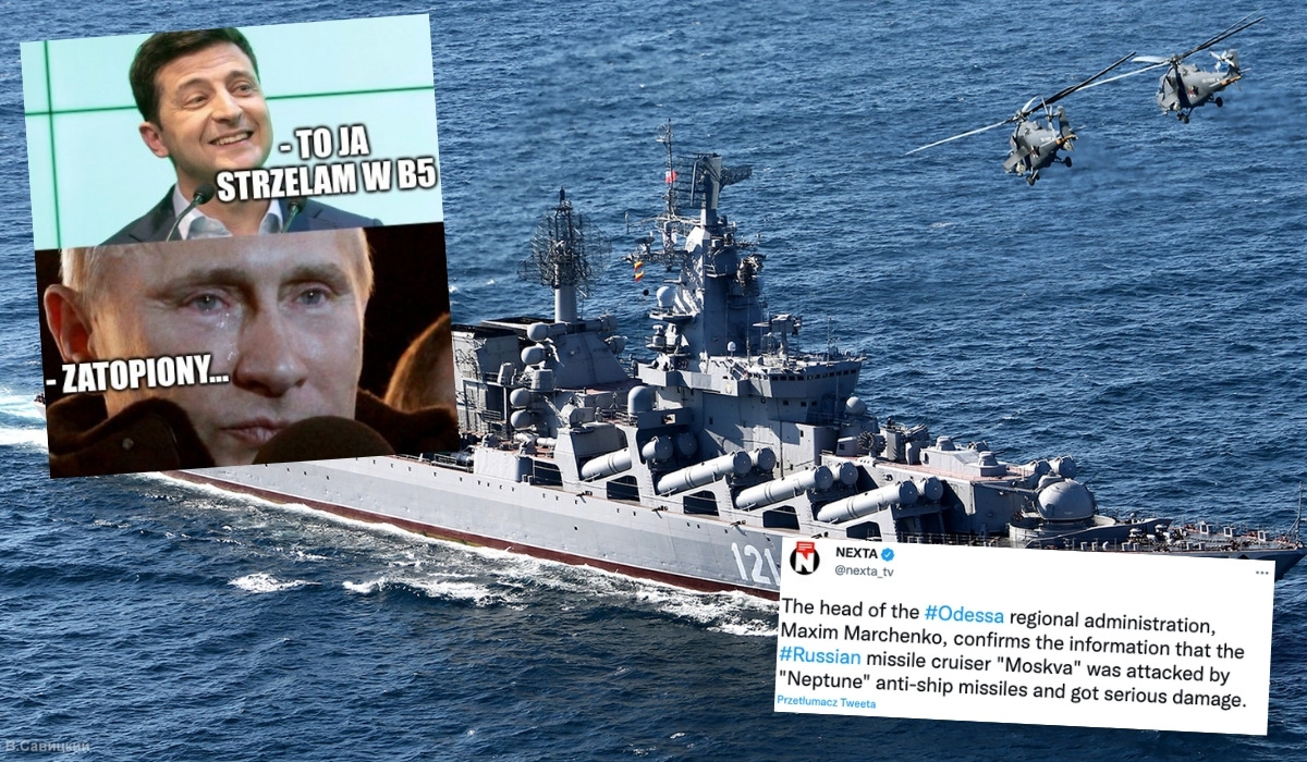 Rosyjskiemu krążownikowi "Moskwa", znanemu z "idi na ch*j", przydarzył się specjalny wypadek wojskowy
