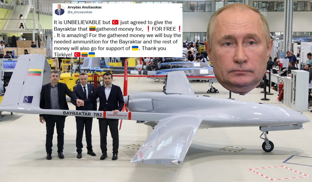 Litwini zebrali 6 mln euro na Bayraktara dla Ukrainy, Turcja da go za darmo, a kasa pójdzie na amunicję
