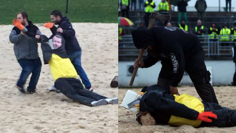 "Żółte kamizelki" ścięły głowę kukły Macrona