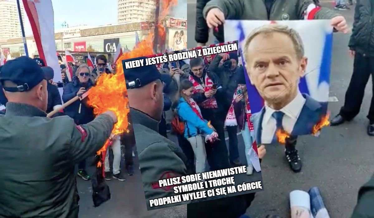 Marsz Niepodległości: "rodziny z dziećmi" spaliły to i owo, ale ogólnie było bardzo spokojnie