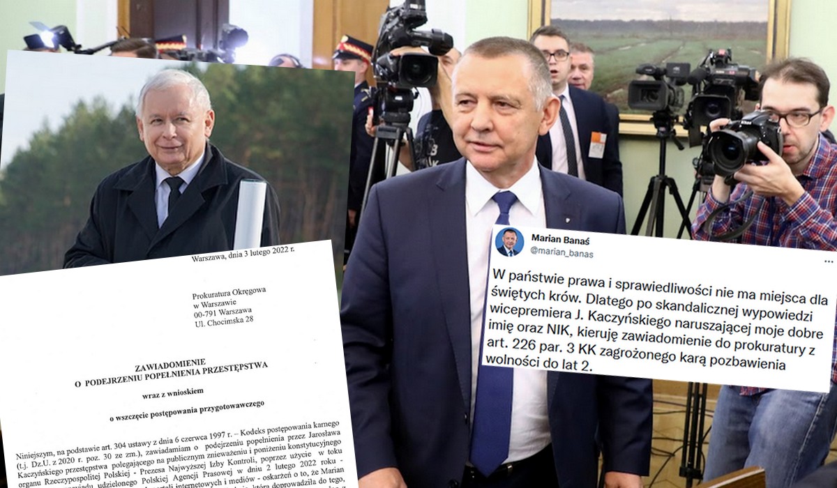 Banaś złożył zawiadomienie do prokuratury ws. Jarosława Kaczyńskiego: nie ma miejsca dla świętych krów