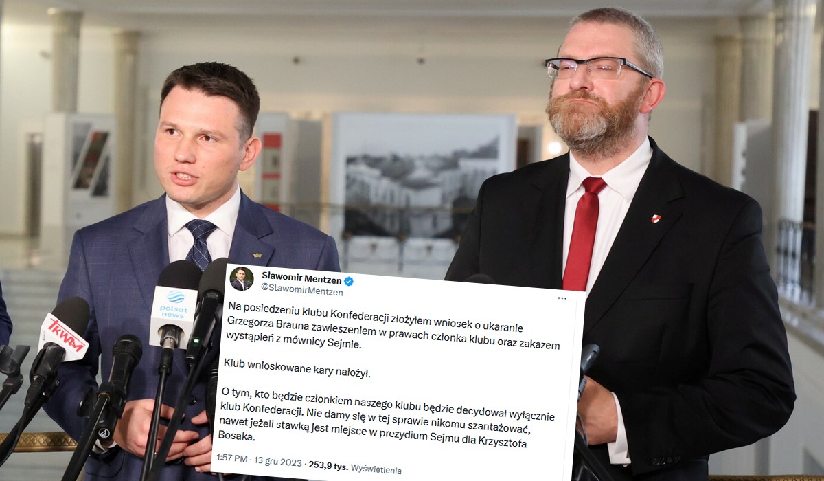 Epilog: Konfederacja cenzuruje posła Brauna, ma zakaz wypowiedzi z mównicy i został zawieszonym członkiem