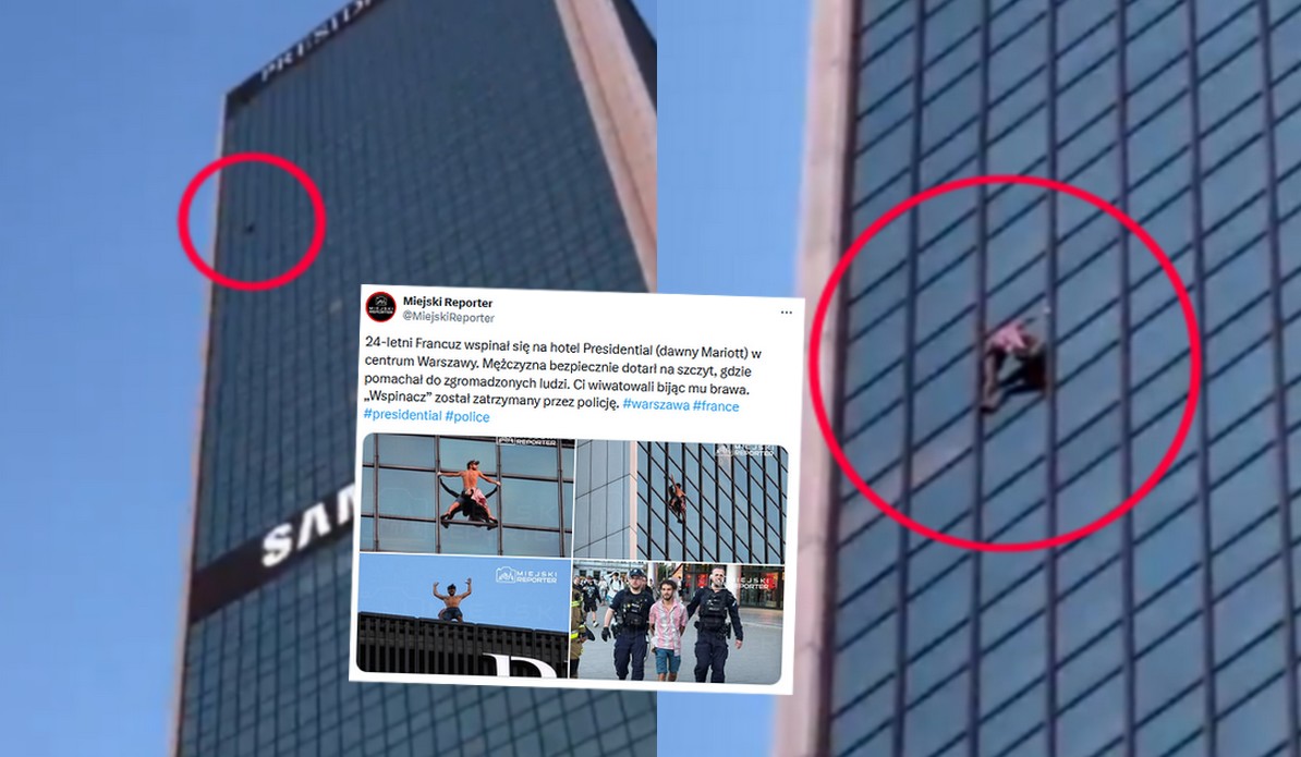 24-letni Francuz postanowił wspiąć się na wieżowiec w Warszawie, czym przykuł uwagę służb