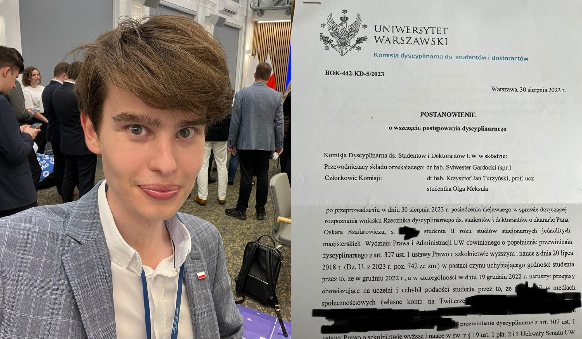 Oskar Szafarowicz o postępowaniu dyscyplinarnym na uczelni, chyba myśli, że cierpi za miłość do Polski