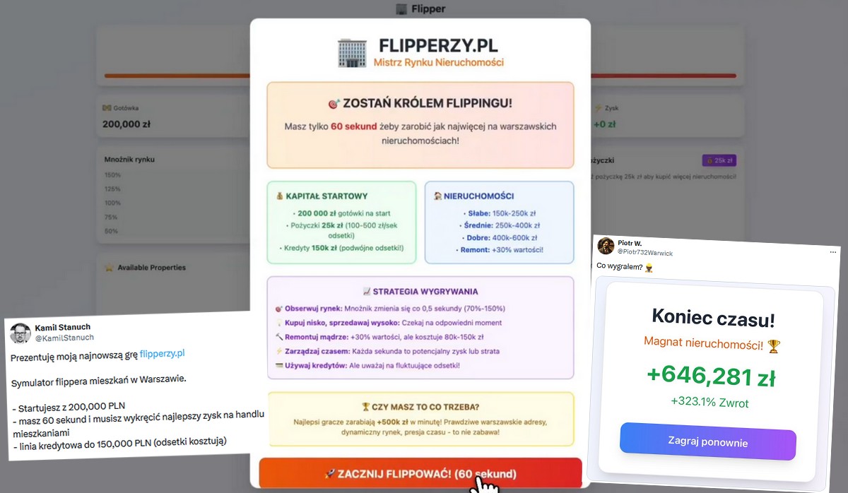 Powstała trwająca minutę gra o flippowaniu mieszkań w Warszawie
