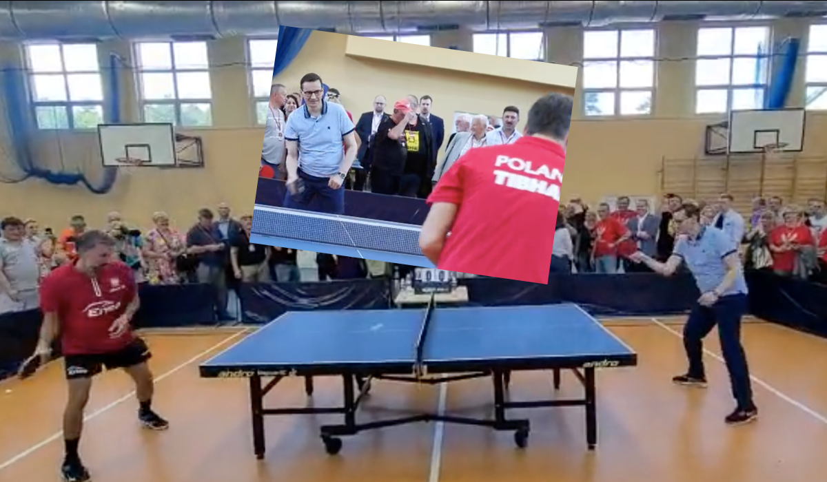 Premier Morawiecki odwiedził klub Gazety Polskiej i grał tam w ping ponga