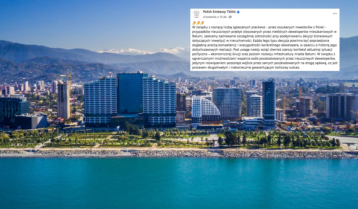 Polska ambasada ostrzega, że ładowanie się w nieruchomości w Gruzji to średni pomysł