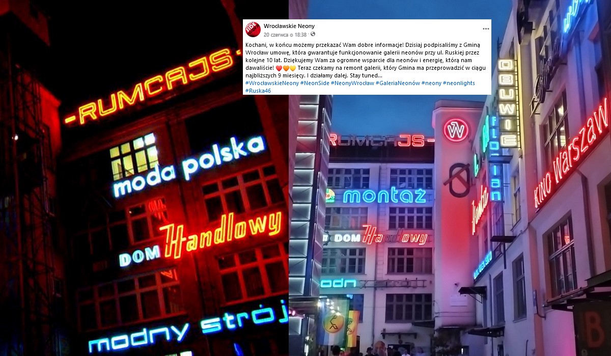 Wrocław: słynne neony zostają i będą atrakcją przy Ruskiej przez następne 10 lat