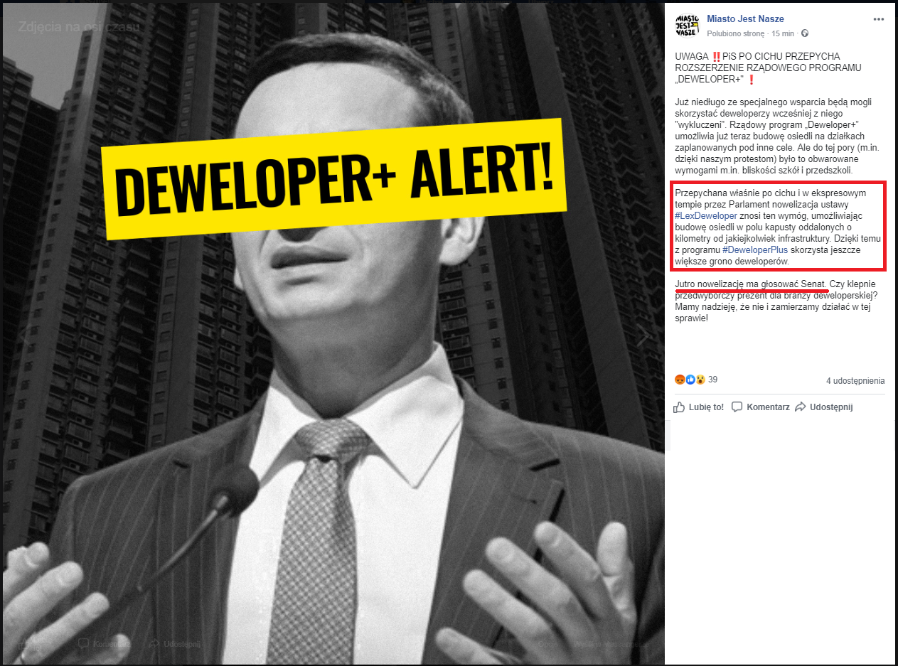 Miasto Jest Nasze: nowelizacja LexDeweloper umożliwia budowę osiedli w polu kapusty