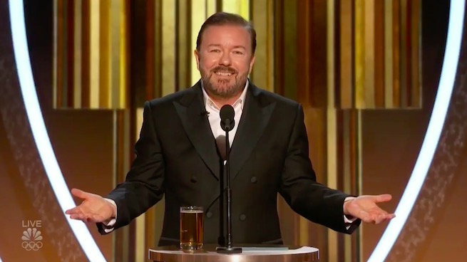 Ricky Gervais na rozdaniu Złotych Globów wiedział, że przemawia ostatni raz i pocisnął wszystkim aż miło