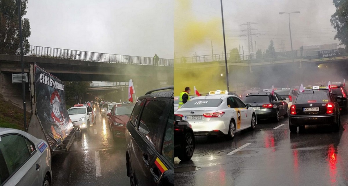 Warszawa: taksówkarze przyłączyli się do powstania rolników, zablokowali tunel i drogę