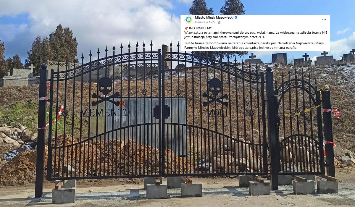 Mińsk Mazowiecki: parafianie mają problem z bramą cmentarną, bo księdza trochę poniosło z fantazją