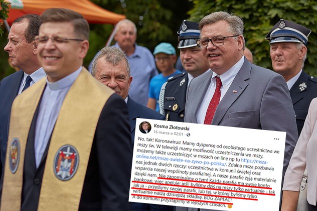 Europoseł PiS apeluje o przelewy dla kościołów, bo tracą pieniądze przez koronawirusa