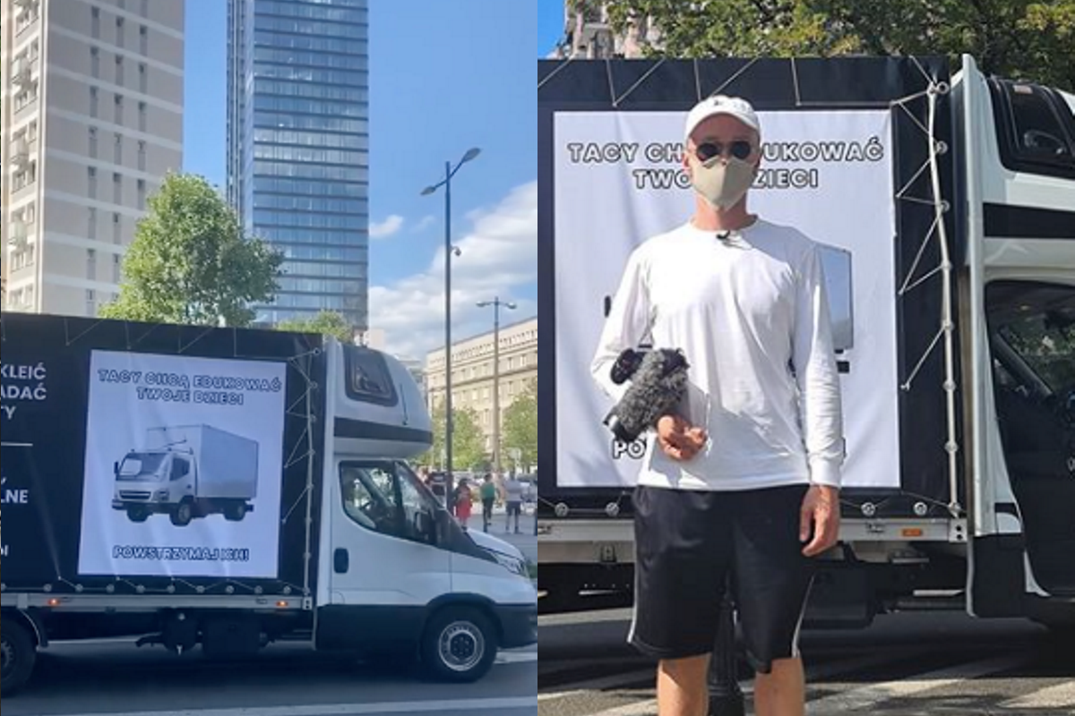 Gonciarz jeździ po Warszawie, żeby udowodnić, że każdy może sobie okleić ciężarówkę i gadać głupoty