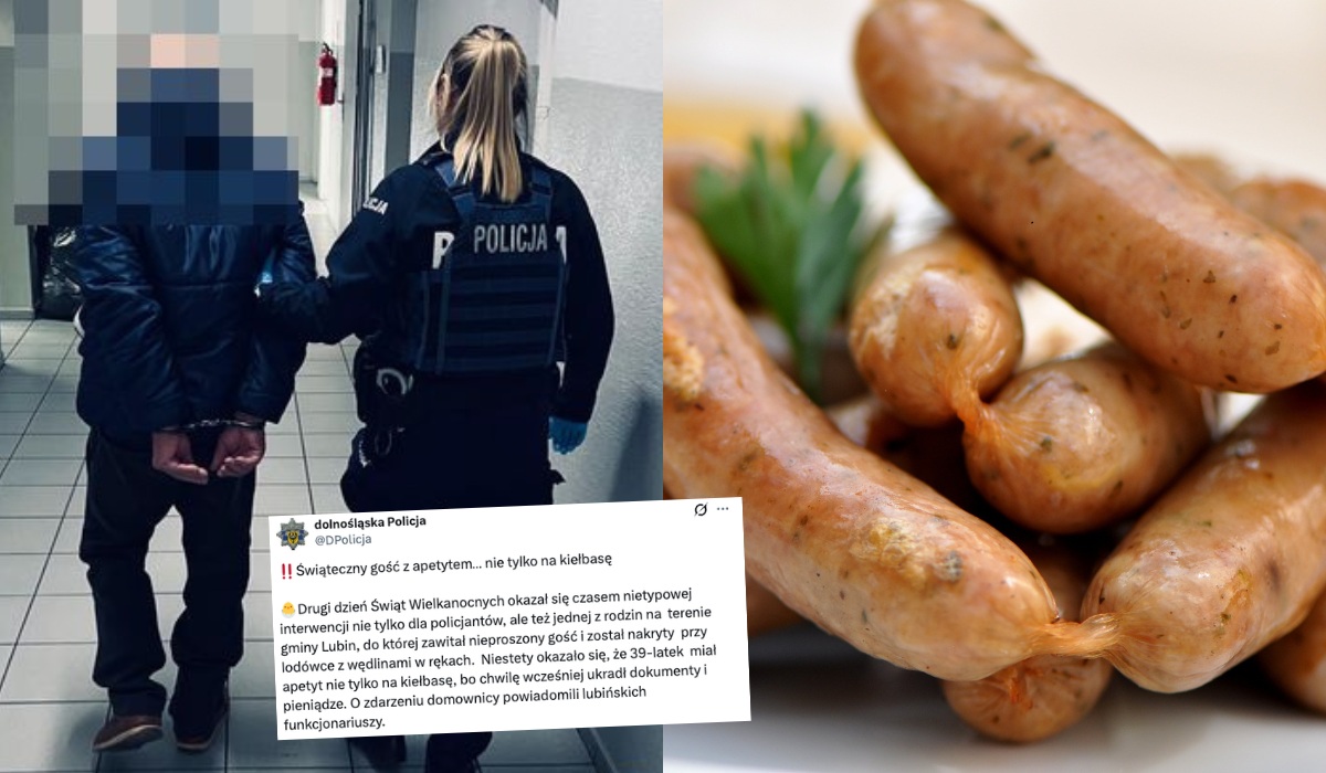 Lubin: złodziej został złapany na gorącym uczynku, jak wyżerał komuś kiełbasę z lodówki