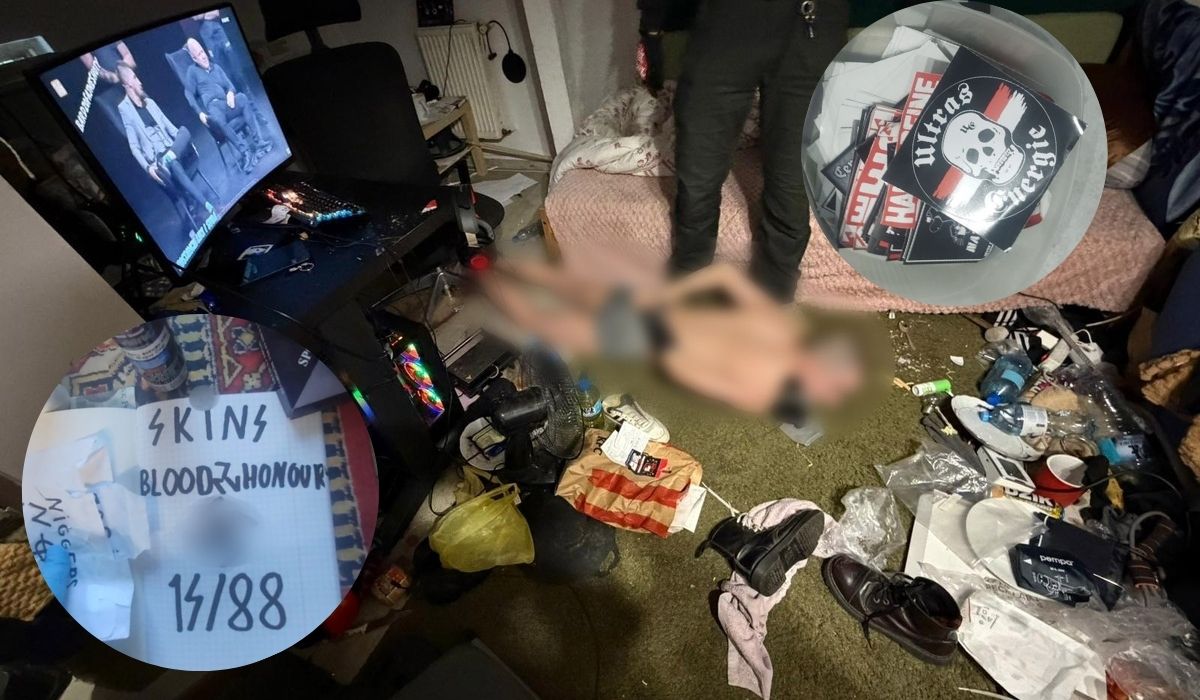 Andrychów: policja odwiedziła skina podejrzanego o podpalenie i ujawniła bałagan w pokoju