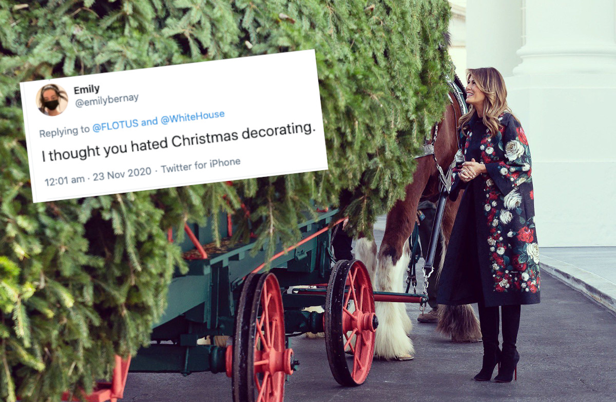 Melania Trump chce cieszyć się świętami, ale ludzie przypominają jej "taśmy" i jej bekę ze świąt