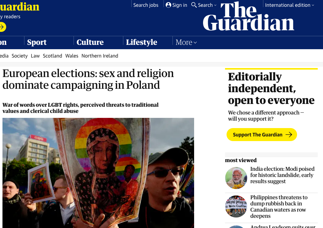 The Guardian: s*ks i religia zdominowały kampanię w Polsce