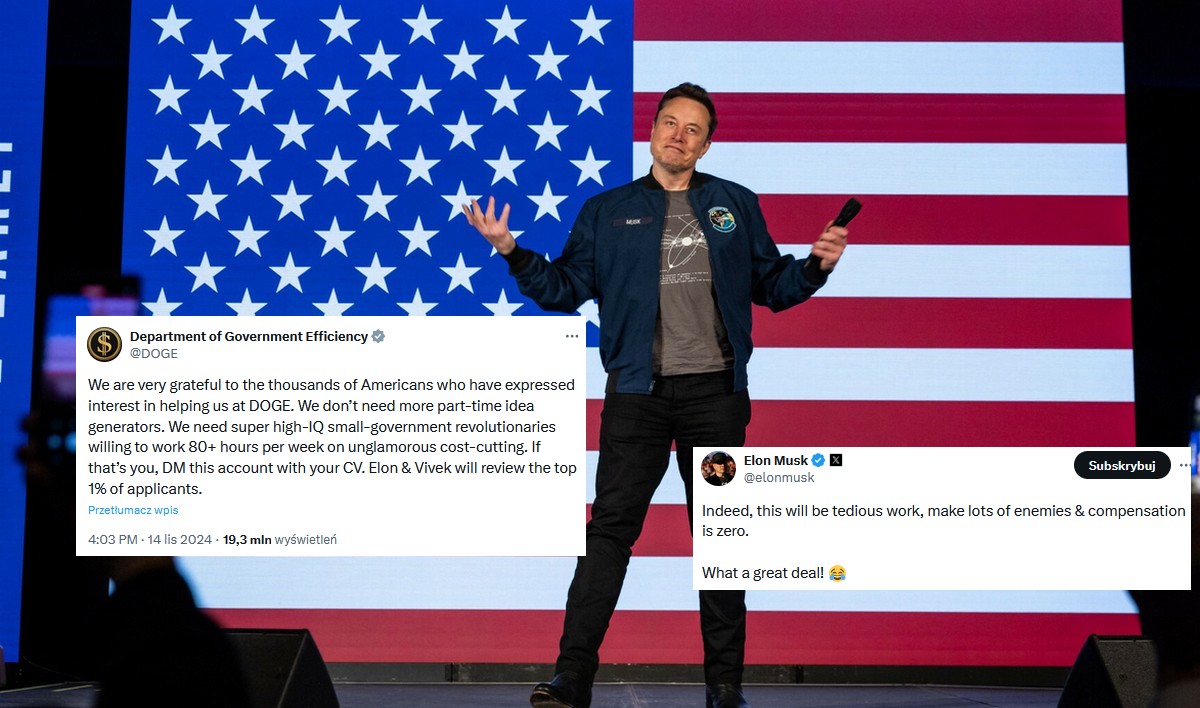 Musk rekrutuje do DOGE, zaprasza "rewolucjonistów z wysokim IQ" do pracy na wolontariacie