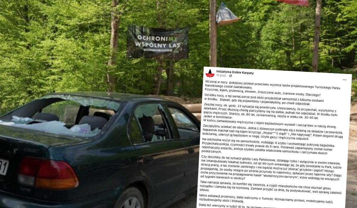 Jacyś zbóje napadli na aktywistów, którzy walczą z wycinką Puszczy Karpackiej