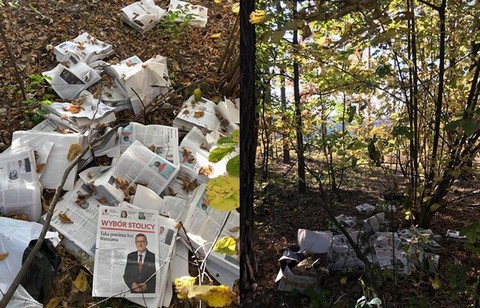 Materiały wyborcze Bezpartyjnych Samorządowców wyrzucono w lesie