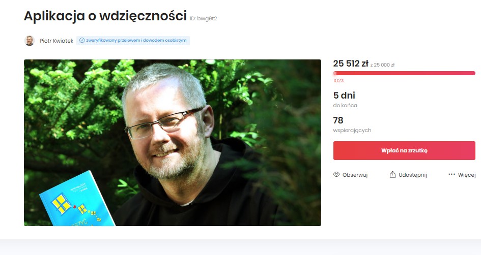 Duchowny zbiera pieniądze na "aplikację o wdzięczności", żeby ludzie byli szczęśliwsi