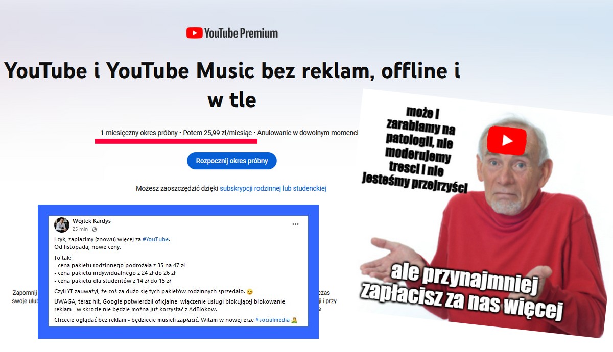 Cena YouTube Premium ostro do góry, firma mówi o "trudnej decyzji"