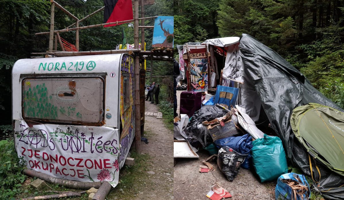 Lasy Państwowe informują, że policja wkroczyła do anarchistycznego Kolektywu Wilczyc, znaleźli broń i n*rkotyki
