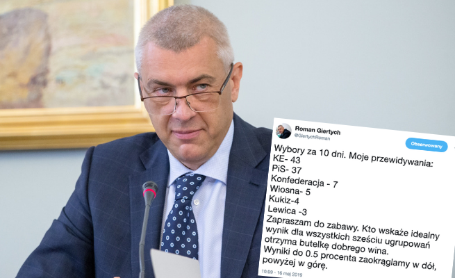 Roman Giertych przewiduje wyniki wyborów: KE 43%, PiS 37%