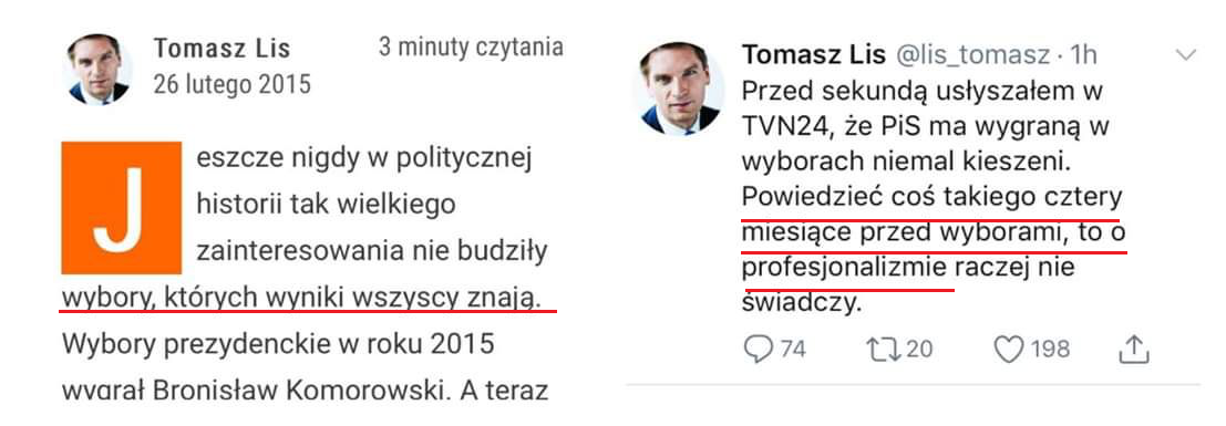 Tomasz Lis z 2019 poległ w starciu z Tomaszem Lisem z 2015
